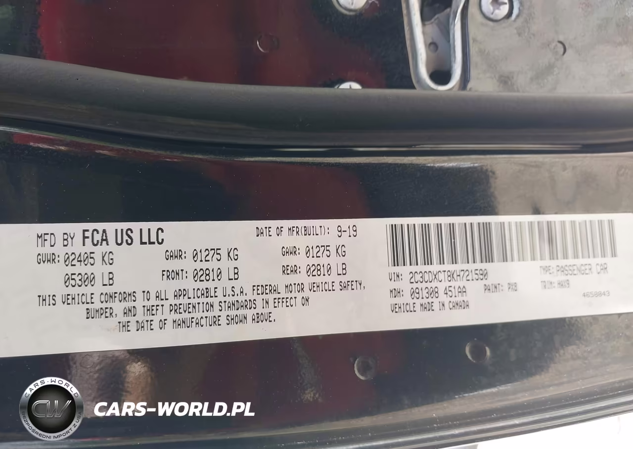 2019 Dodge Charger R-T Rwd VIN:2C3CDXCT8KH721590 - 9
