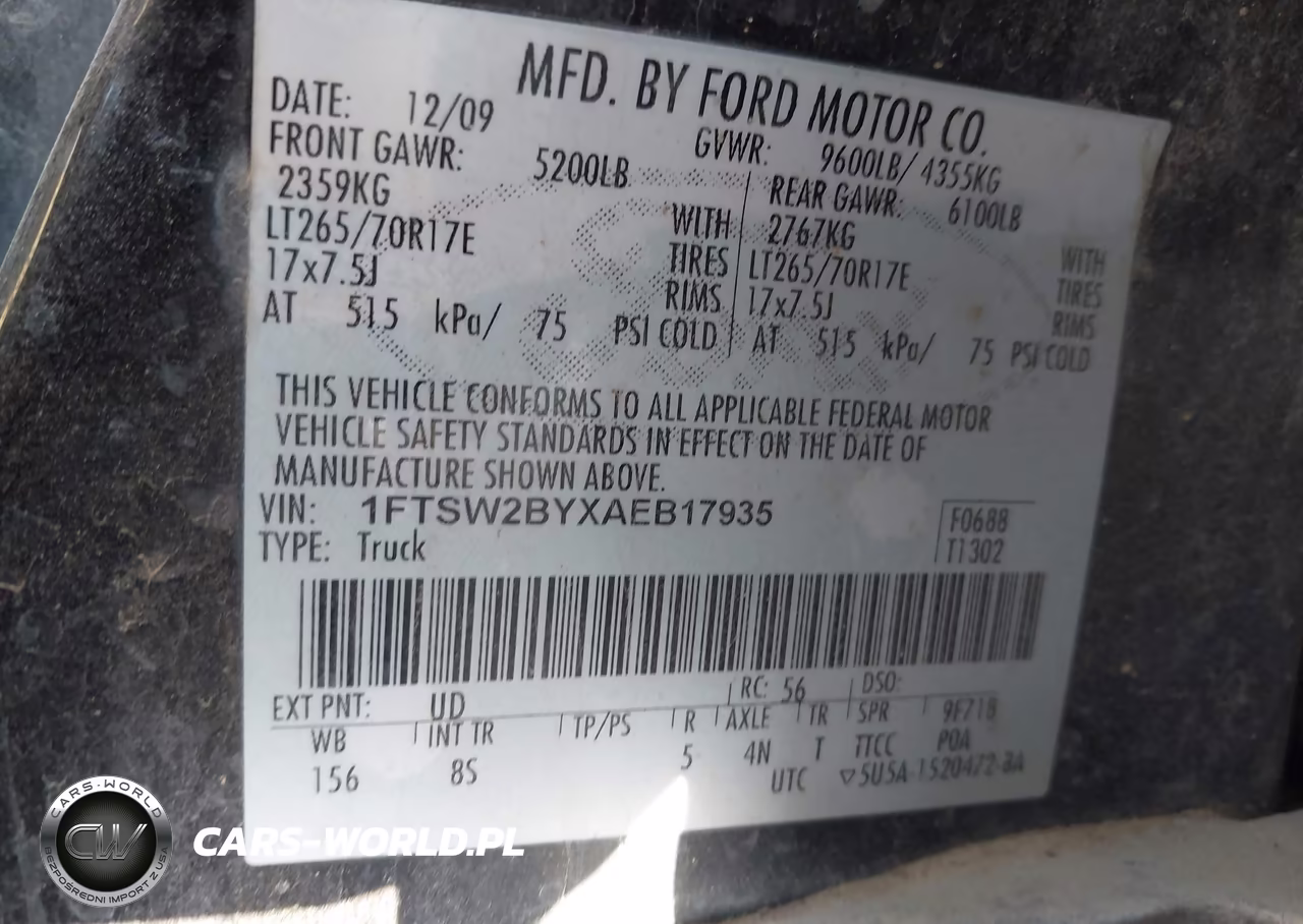 2010 Ford Super Duty F-250 Srw Xlt VIN:1FTSW2BYXAEB17935 - 9
