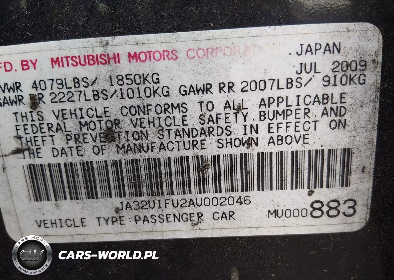 2010 Mitsubishi Lancer De VIN:JA32U1FU2AU002046 - 9