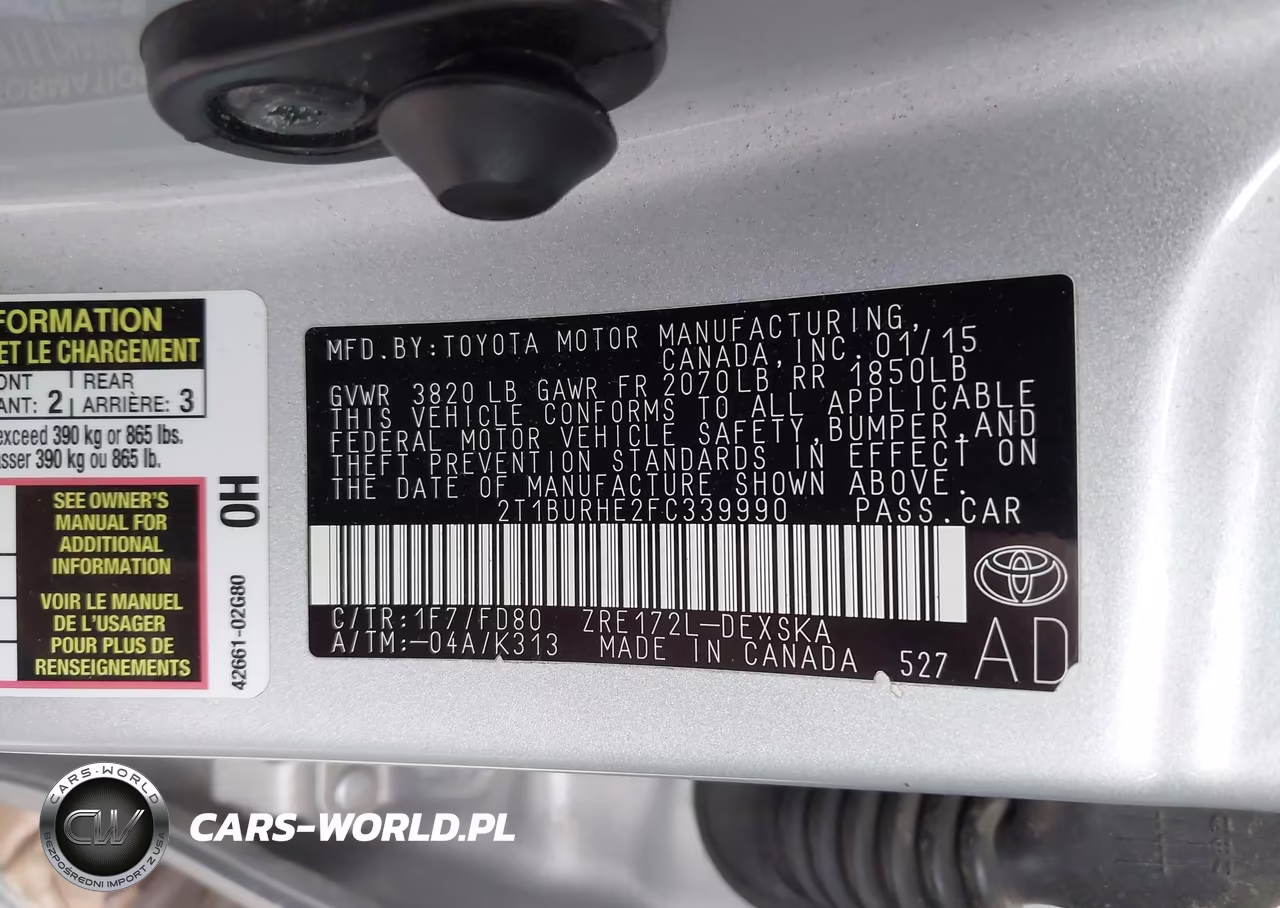 2015 Toyota Corolla S Plus VIN:2T1BURHE2FC339990 - 9