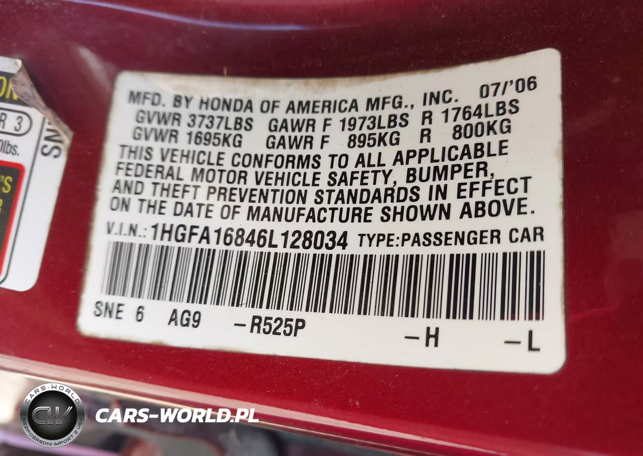 2006 Honda Civic Ex VIN:1HGFA16846L128034 - 9