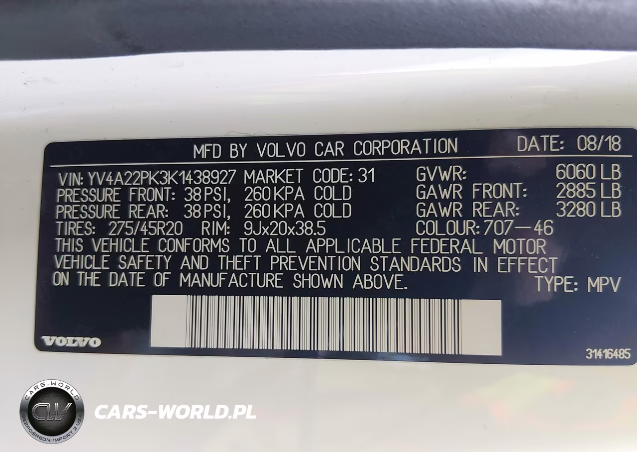 2019 Volvo Xc90 T6 Momentum VIN:YV4A22PK3K1438927 - 9