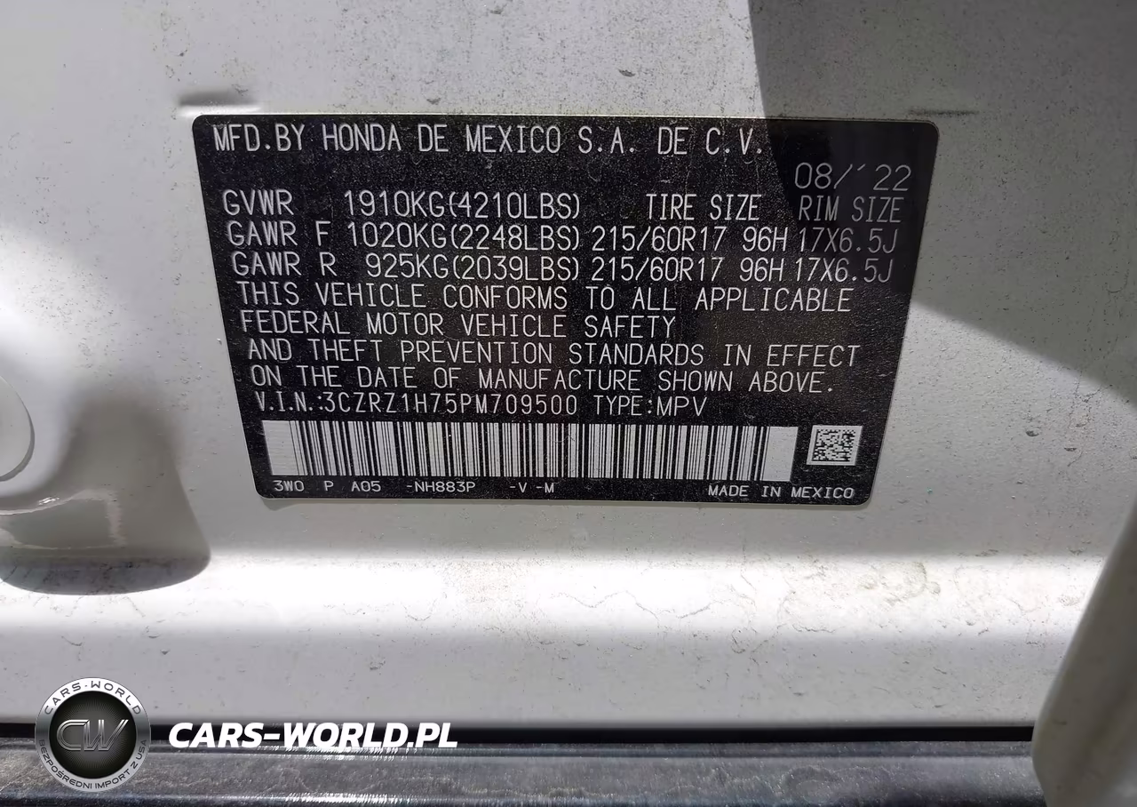 2023 Honda Hr-V 2Wd Ex-L VIN:3CZRZ1H75PM709500 - 9