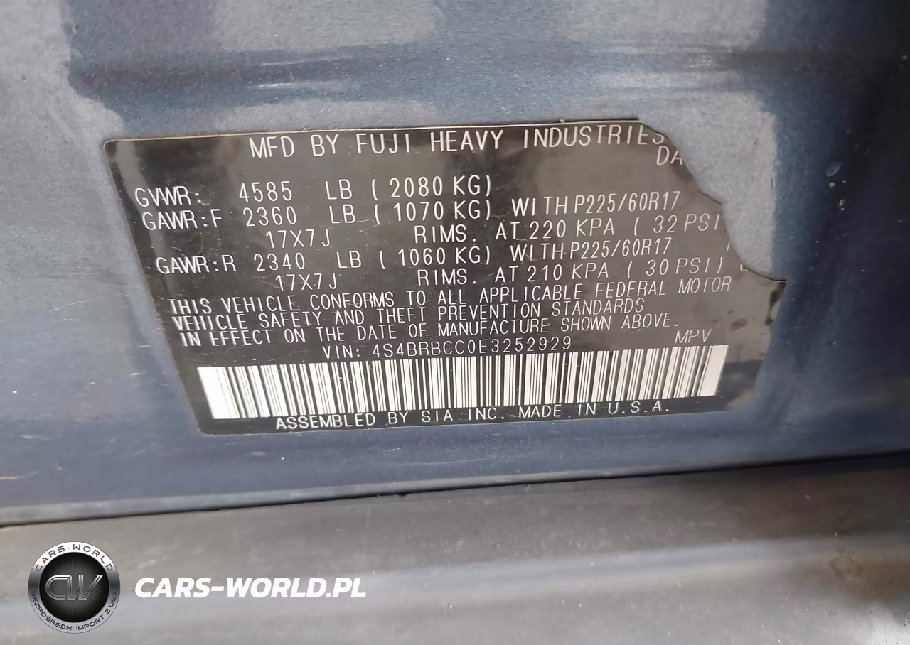 2014 Subaru Outback 2.5I Premium VIN:4S4BRBCC0E3252929 - 9