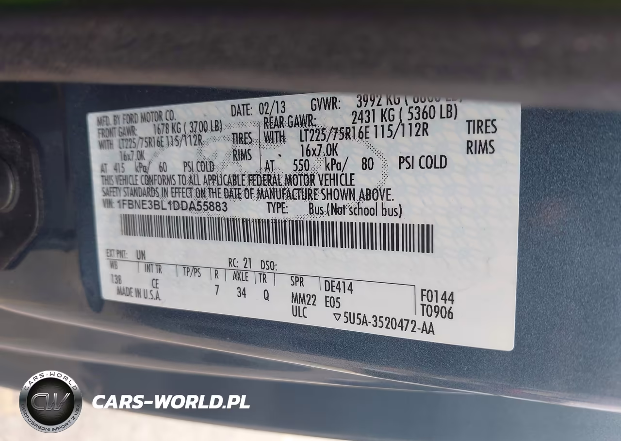 2013 Ford E-350 Super Duty Xl VIN:1FBNE3BL1DDA55883 - 9