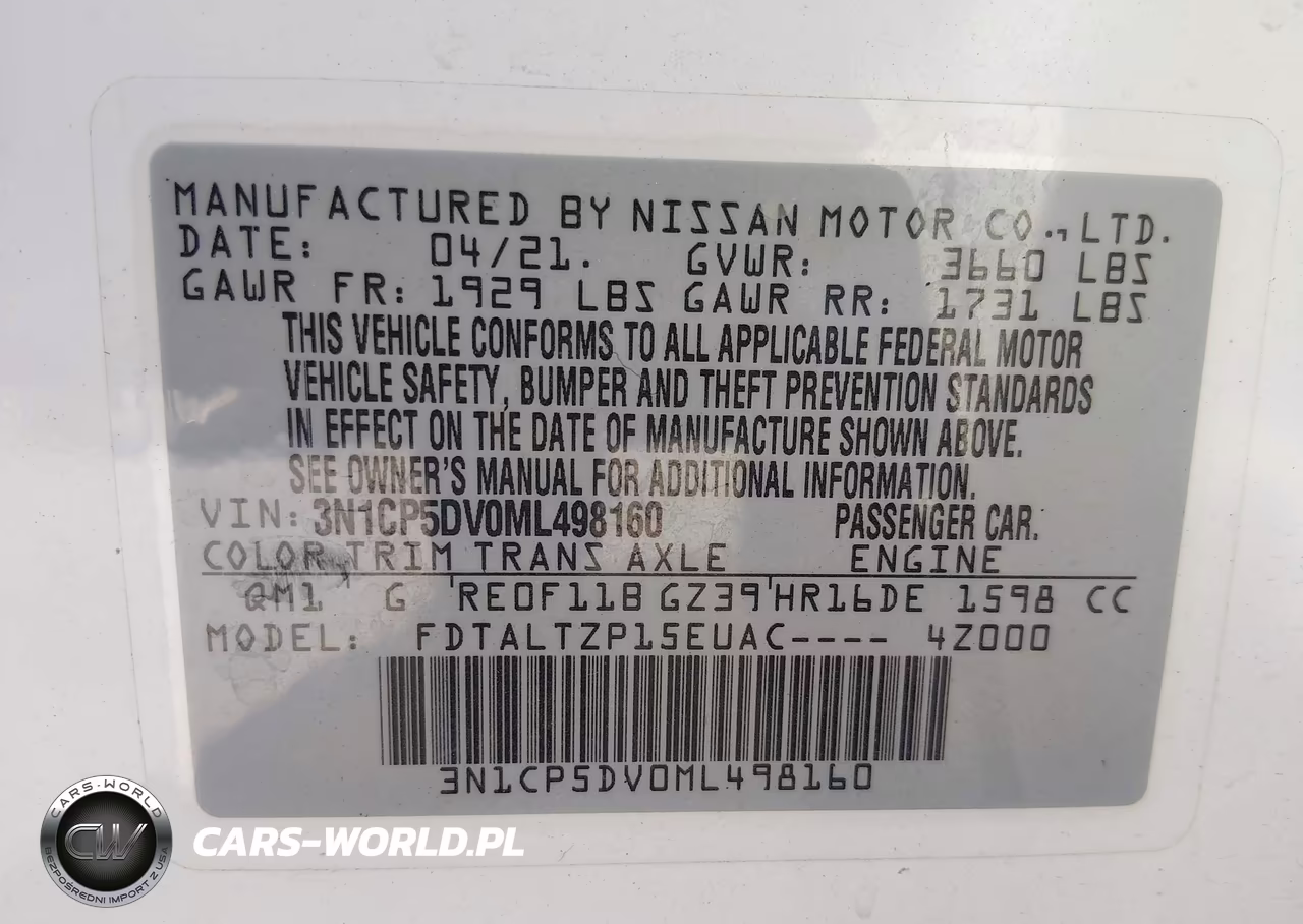 2021 Nissan Kicks Sr Xtronic Cvt VIN:3N1CP5DV0ML498160 - 9