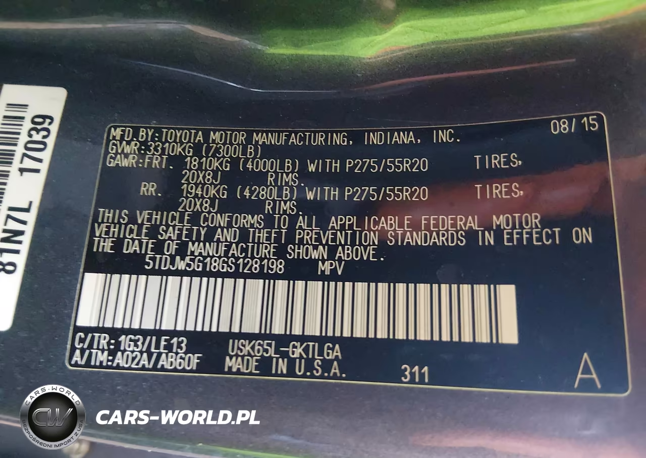 2016 Toyota Sequoia Limited 5.7L V8 VIN:5TDJW5G18GS128198 - 9