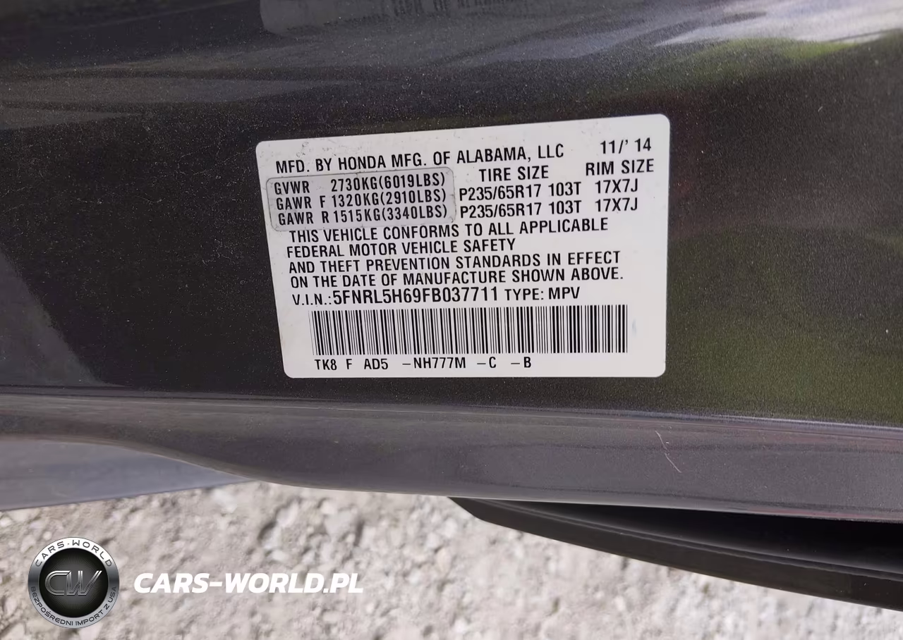 2015 Honda Odyssey Ex-L VIN:5FNRL5H69FB037711 - 9