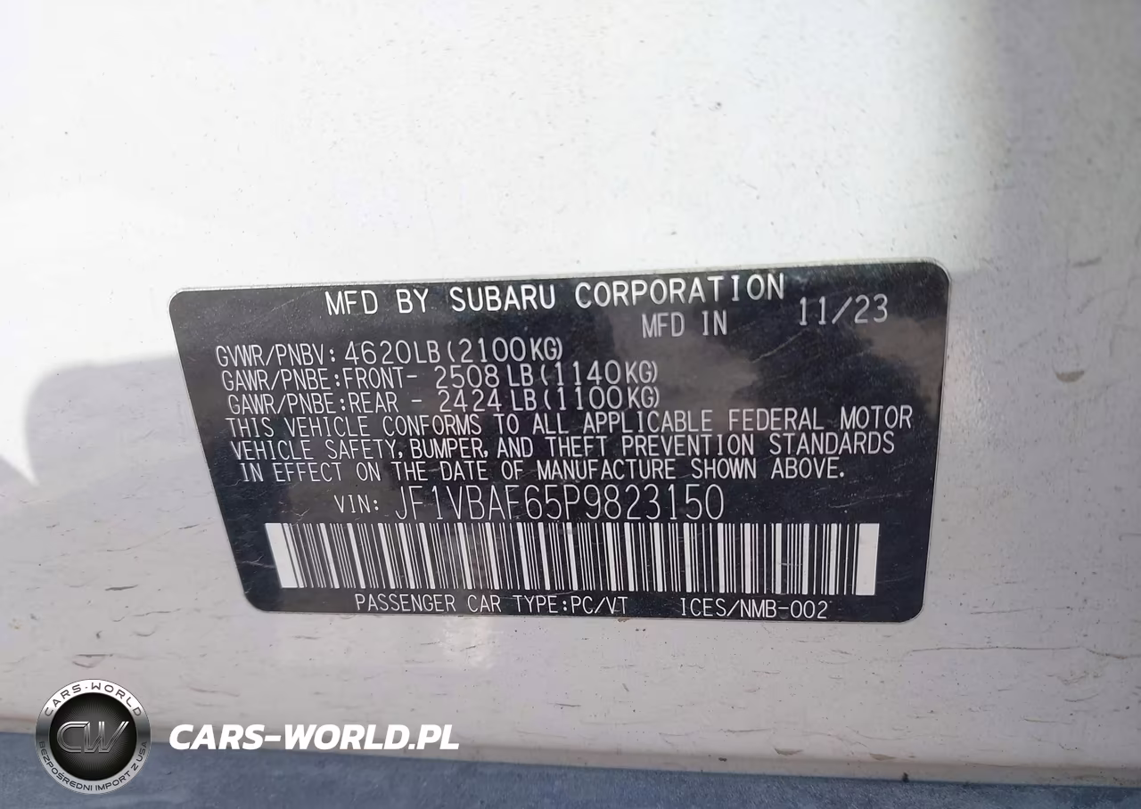 2023 Subaru Wrx Premium VIN:JF1VBAF65P9823150 - 9