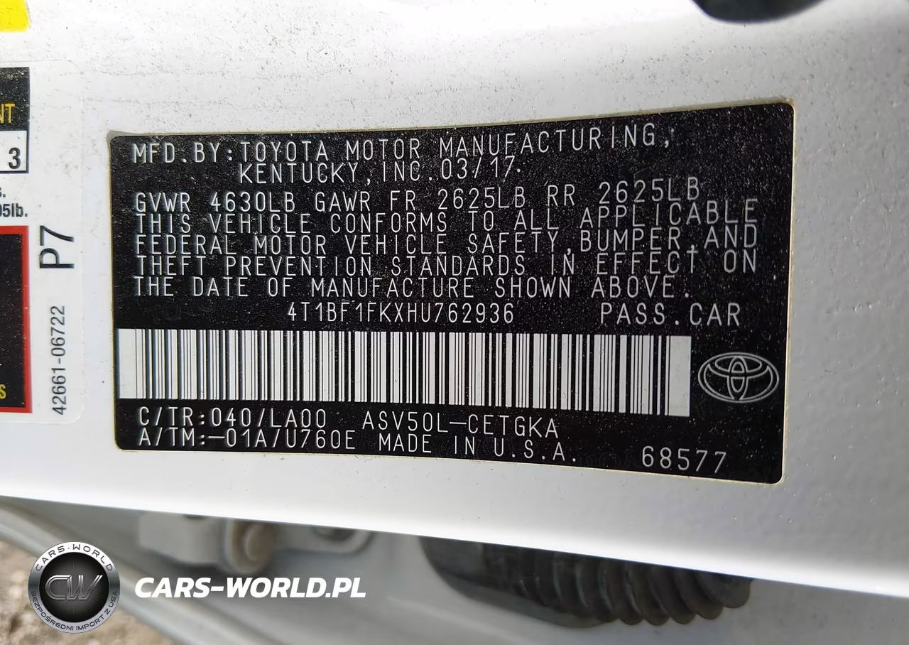 2017 Toyota Camry Xle VIN:4T1BF1FKXHU762936 - 9
