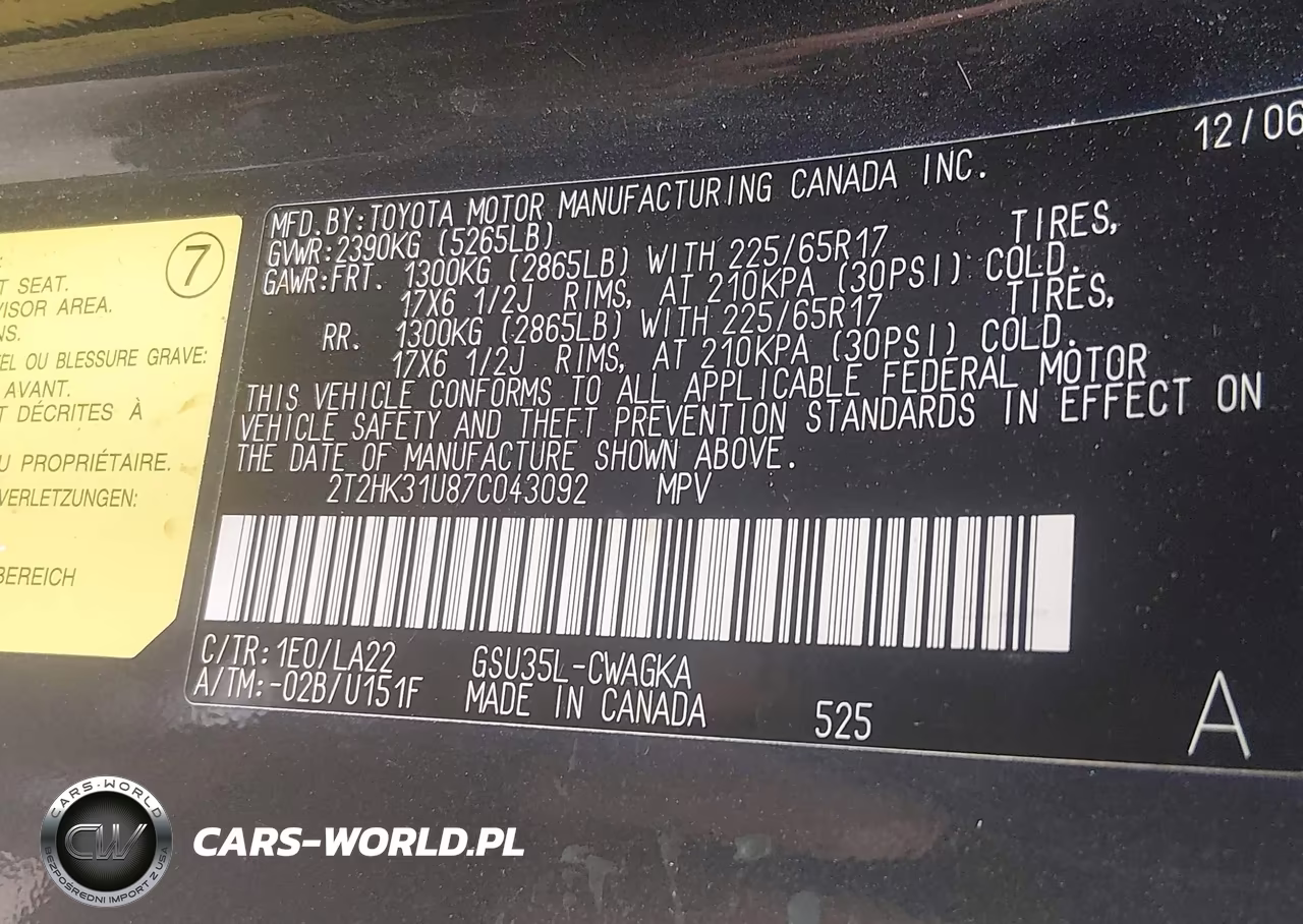 2007 Lexus Rx 350 VIN:2T2HK31U87C043092 - 9
