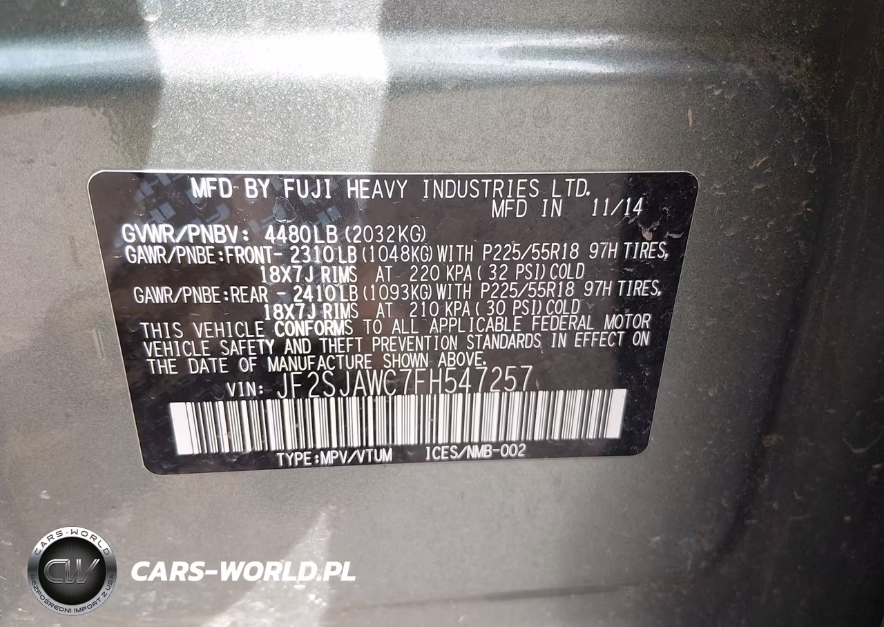 2015 Subaru Forester 2.5I Touring VIN:JF2SJAWC7FH547257 - 9