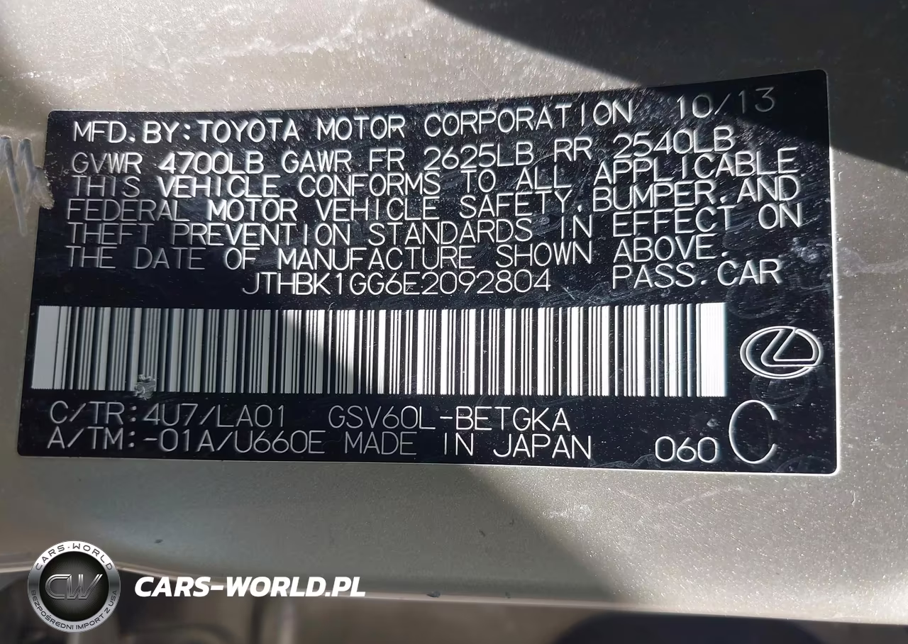 2014 Lexus Es 350 VIN:JTHBK1GG6E2092804 - 9