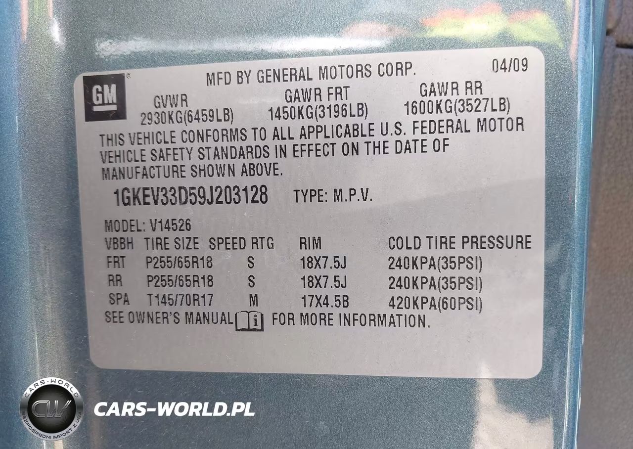 2009 GMC Acadia Slt2 VIN:1GKEV33D59J203128 - 9