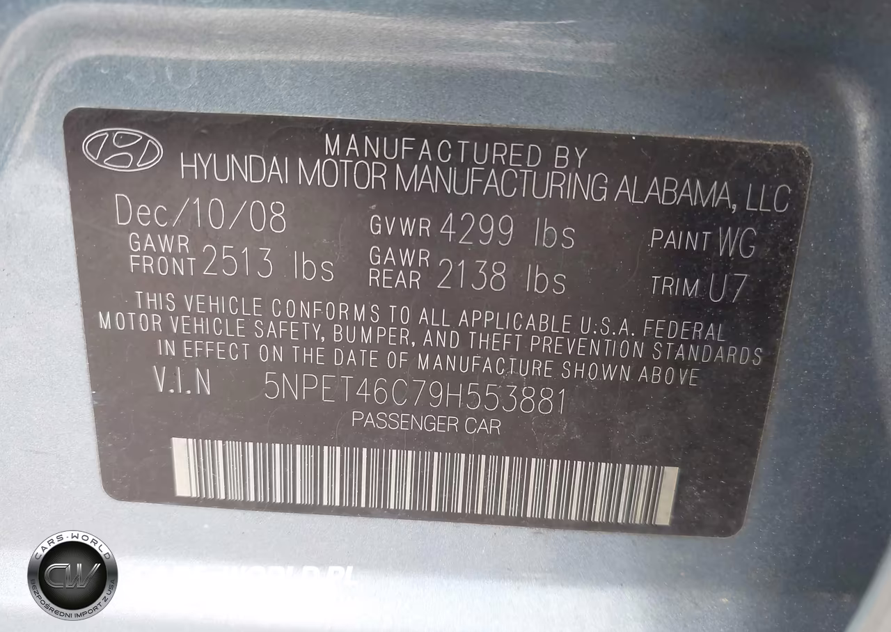 2009 Hyundai Sonata Gls VIN:5NPET46C79H553881 - 9