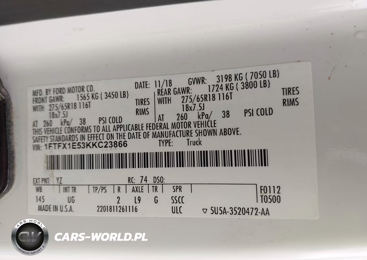 2019 Ford F-150 Xlt VIN:1FTFX1E53KKC23866 - 9