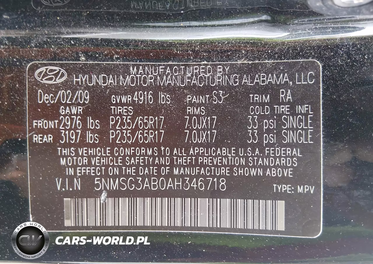 2010 Hyundai Santa Fe Gls VIN:5NMSG3AB0AH346718 - 9