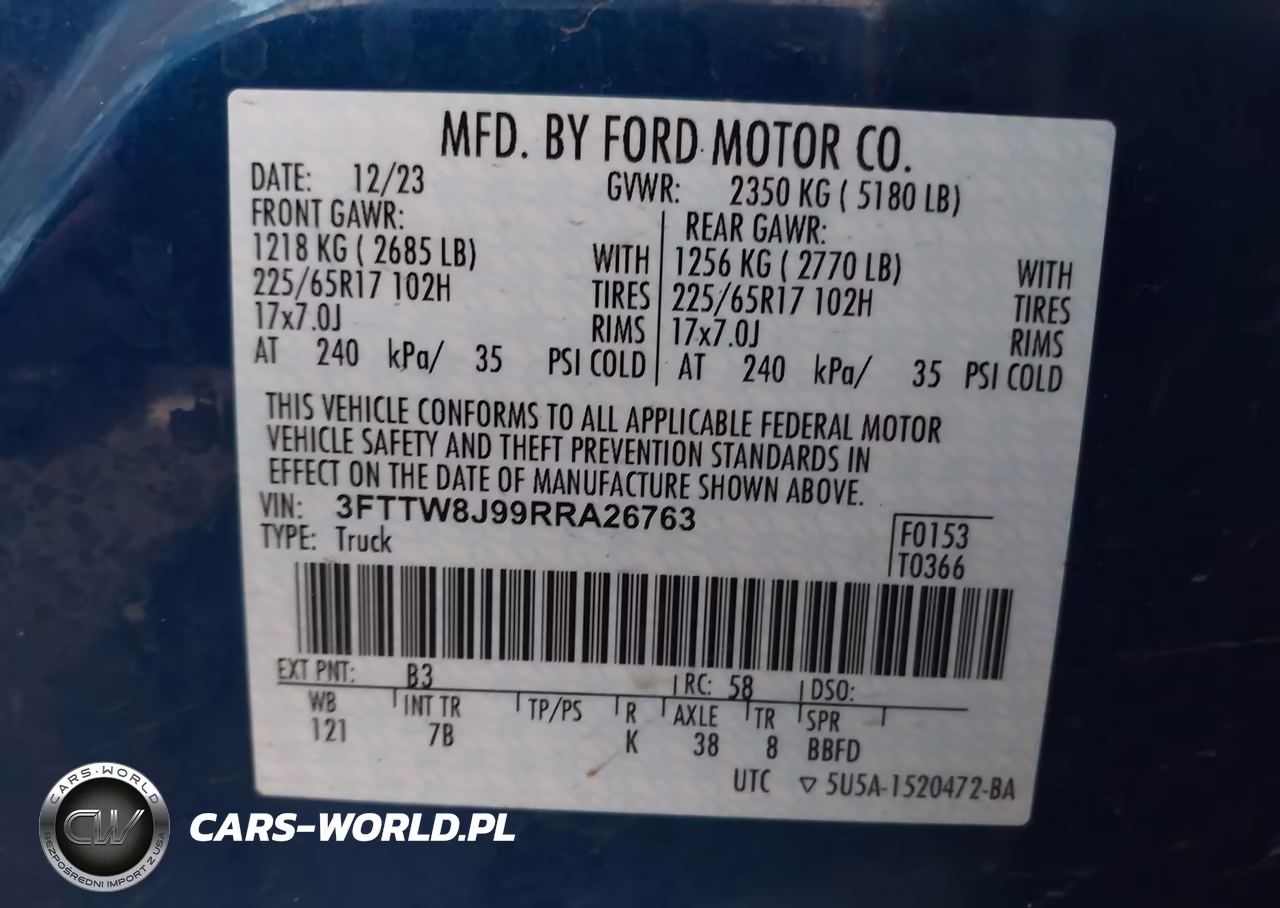 2024 Ford Maverick Xlt VIN:3FTTW8J99RRA26763 - 9