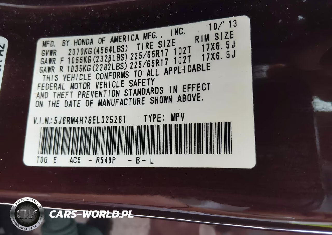 2014 Honda Cr-V Ex-L VIN:5J6RM4H78EL025281 - 9
