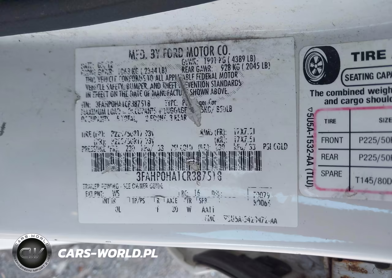 2012 Ford Fusion Se VIN:3FAHP0HA1CR387518 - 9