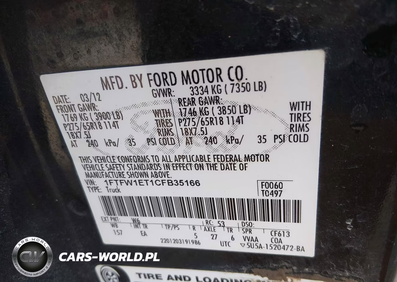 2012 Ford F-150 Lariat VIN:1FTFW1ET1CFB35166 - 9