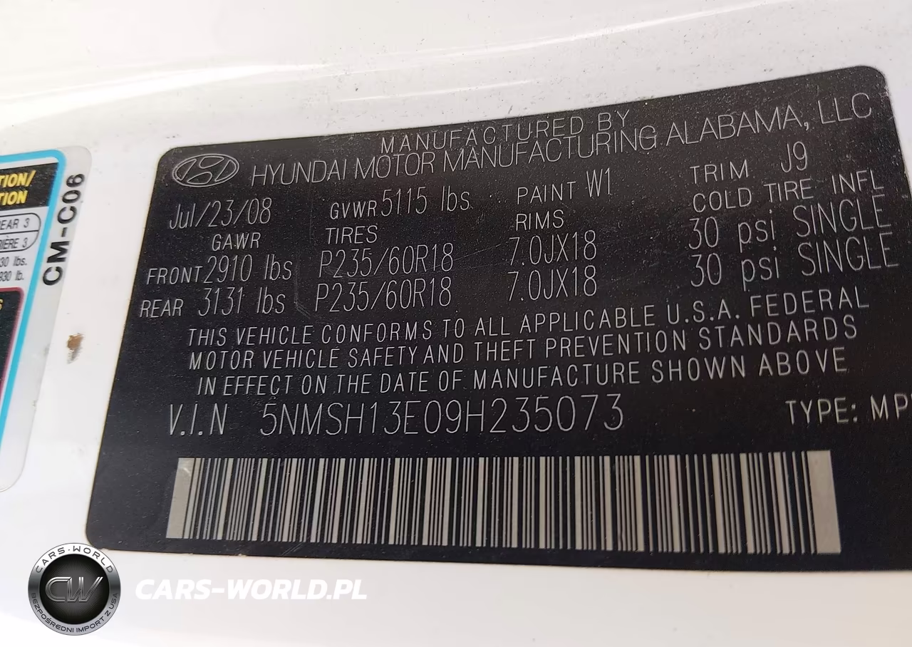 2009 Hyundai Santa Fe Limited VIN:5NMSH13E09H235073 - 9