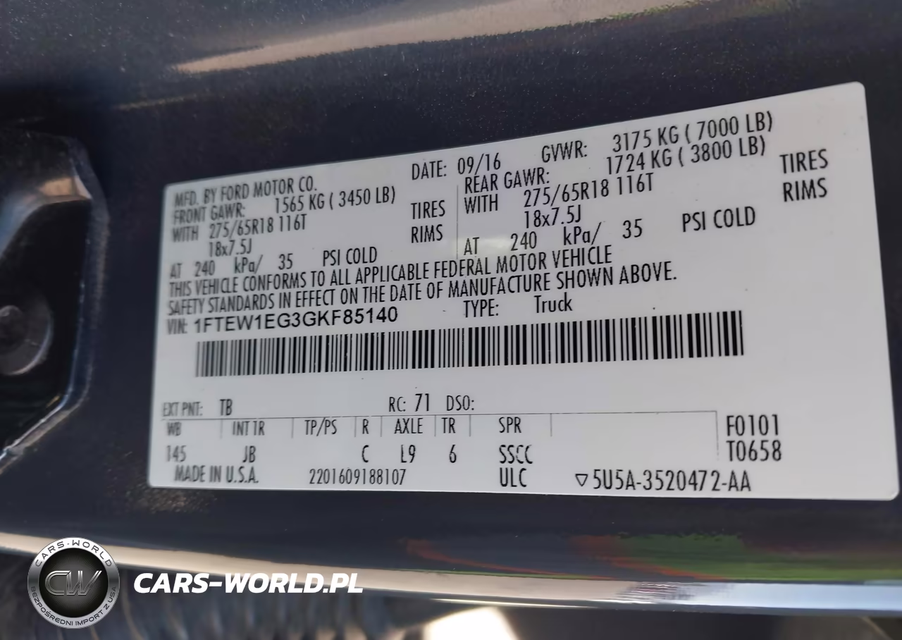 2016 Ford F-150 Xlt VIN:1FTEW1EG3GKF85140 - 9