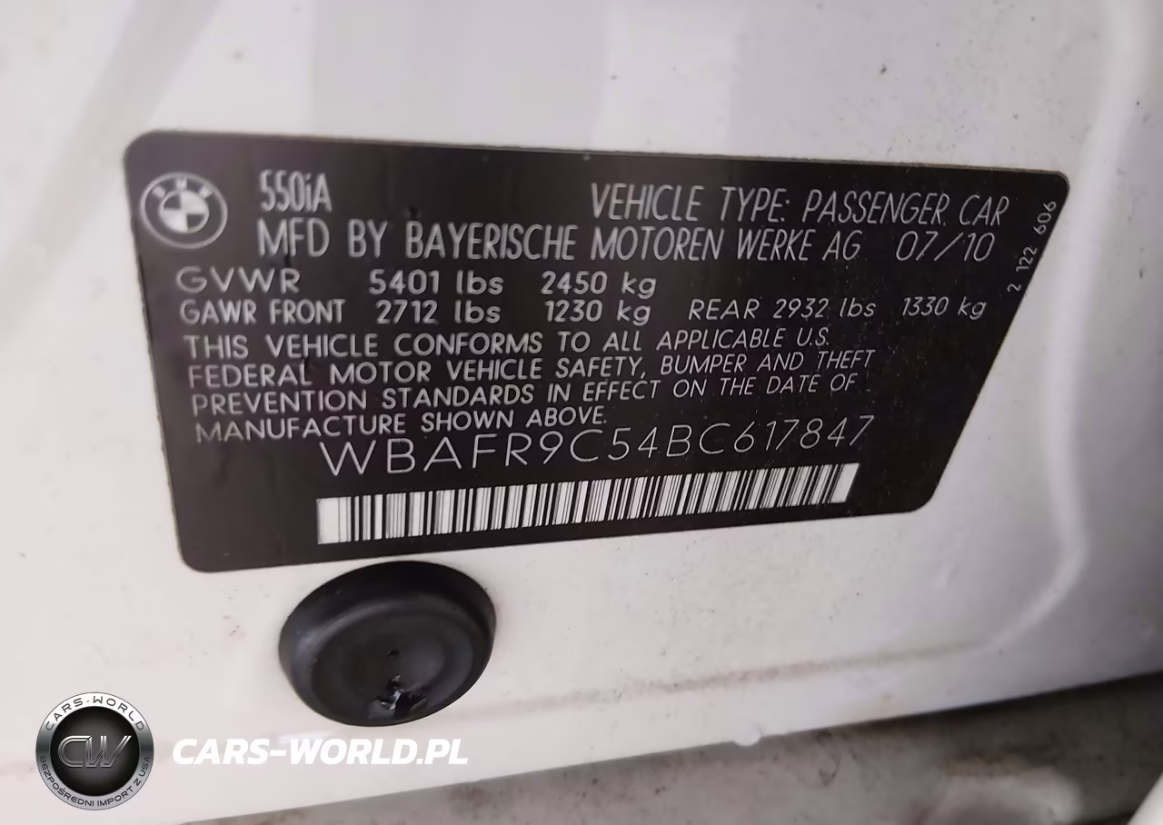 2011 BMW 550I VIN:WBAFR9C54BC617847 - 9