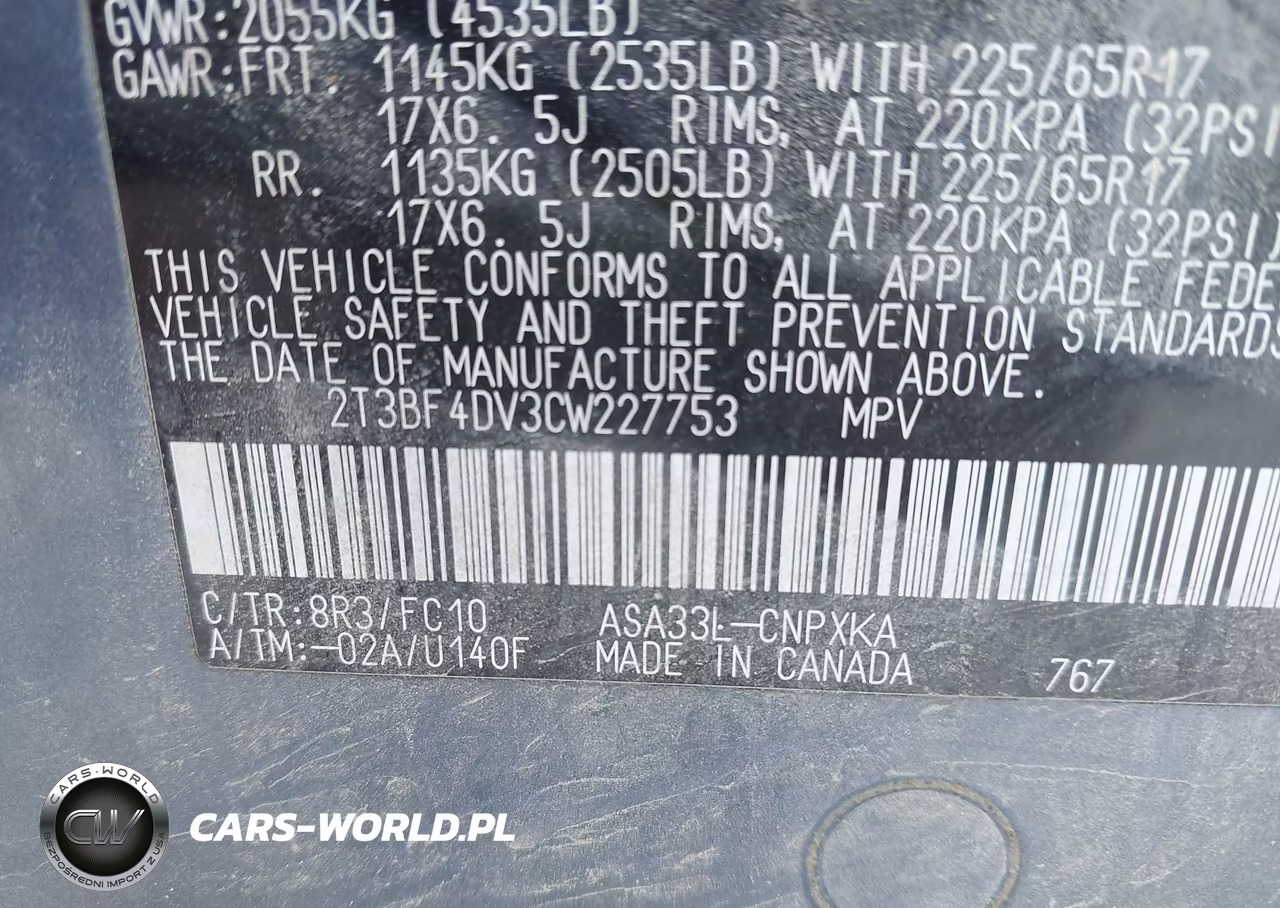 2012 Toyota Rav4 VIN:2T3BF4DV3CW227753 - 9
