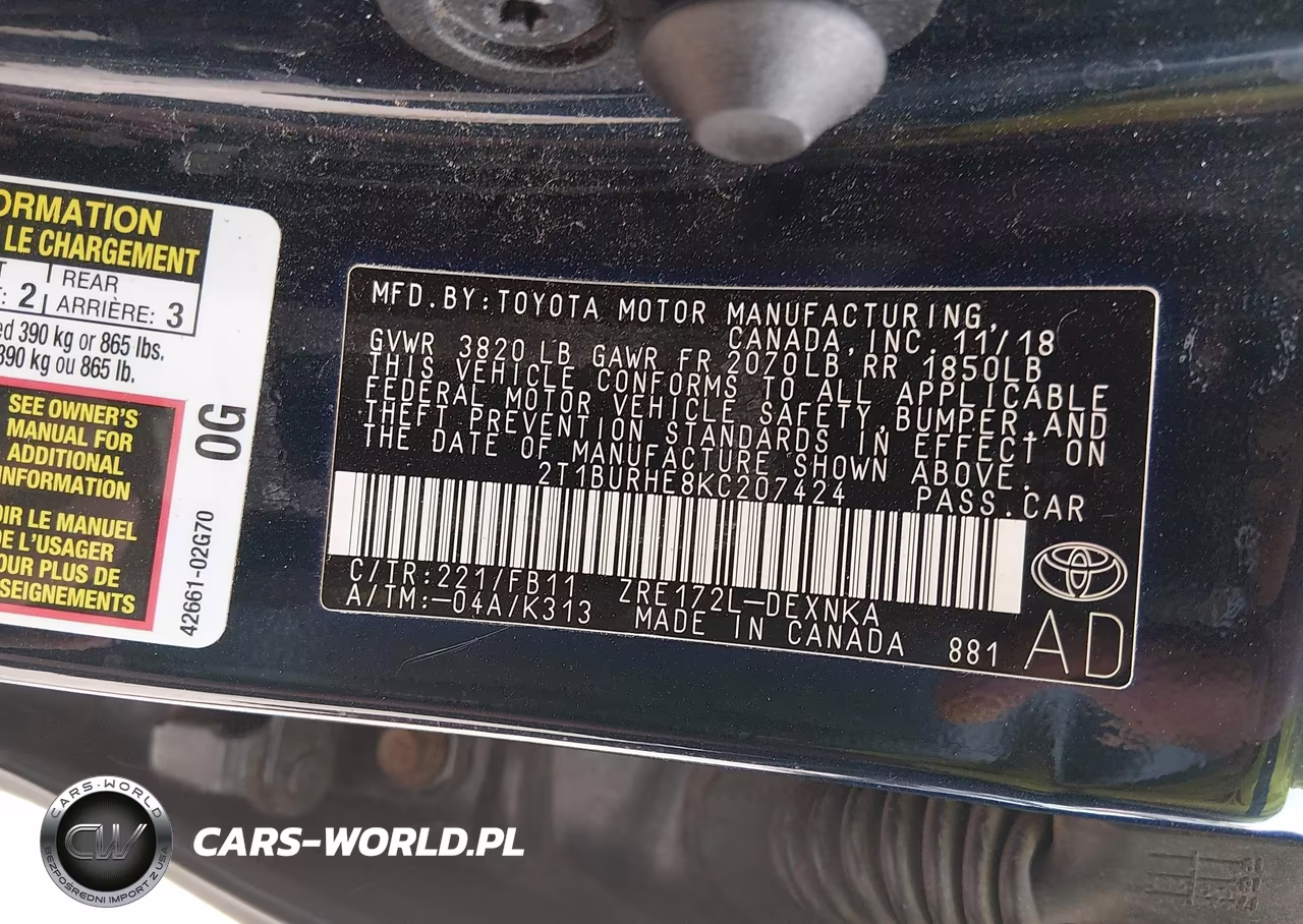 2019 Toyota Corolla Le VIN:2T1BURHE8KC207424 - 9