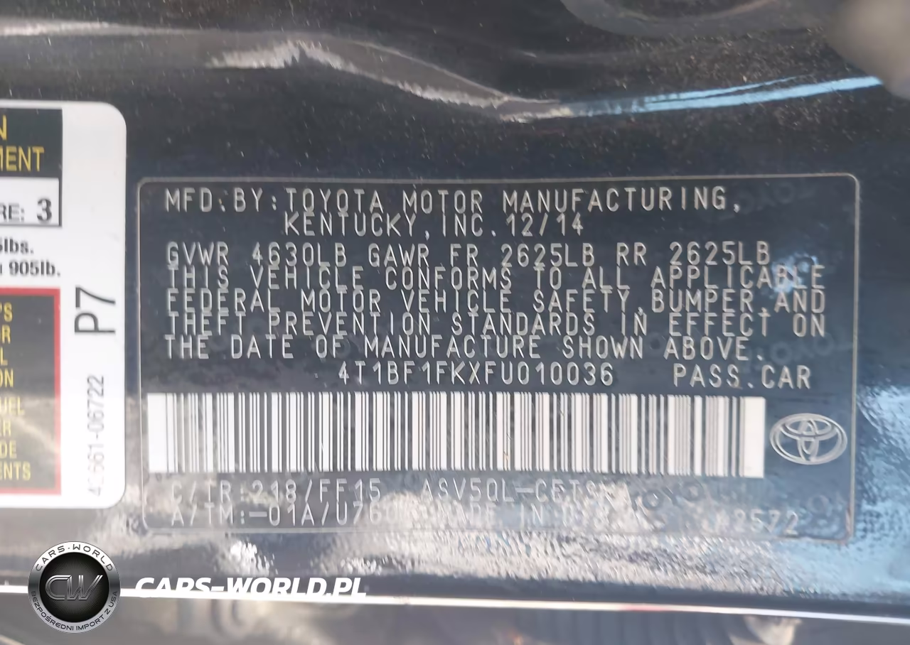 2015 Toyota Camry Se VIN:4T1BF1FKXFU010036 - 9