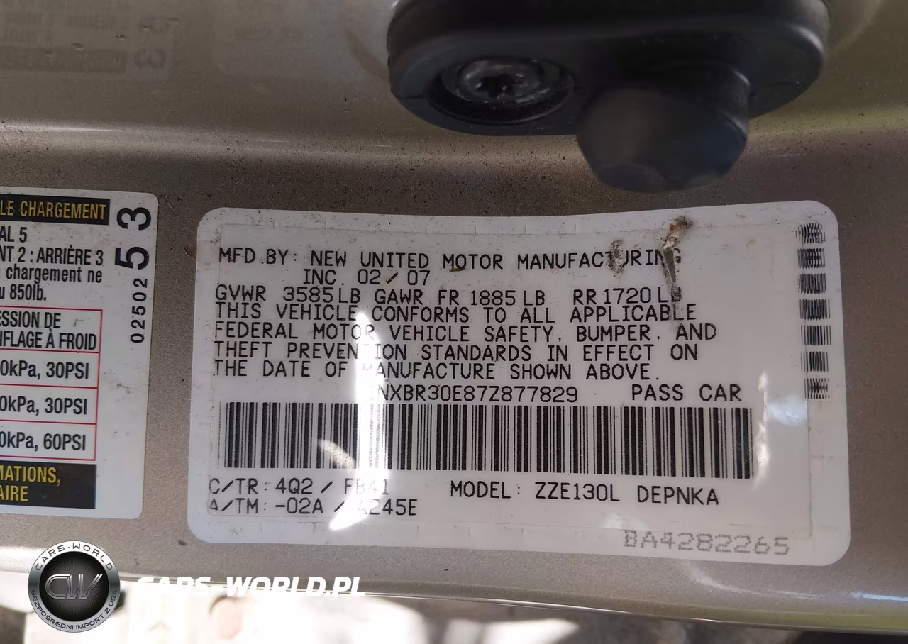 2007 Toyota Corolla Le VIN:1NXBR30E87Z877829 - 9