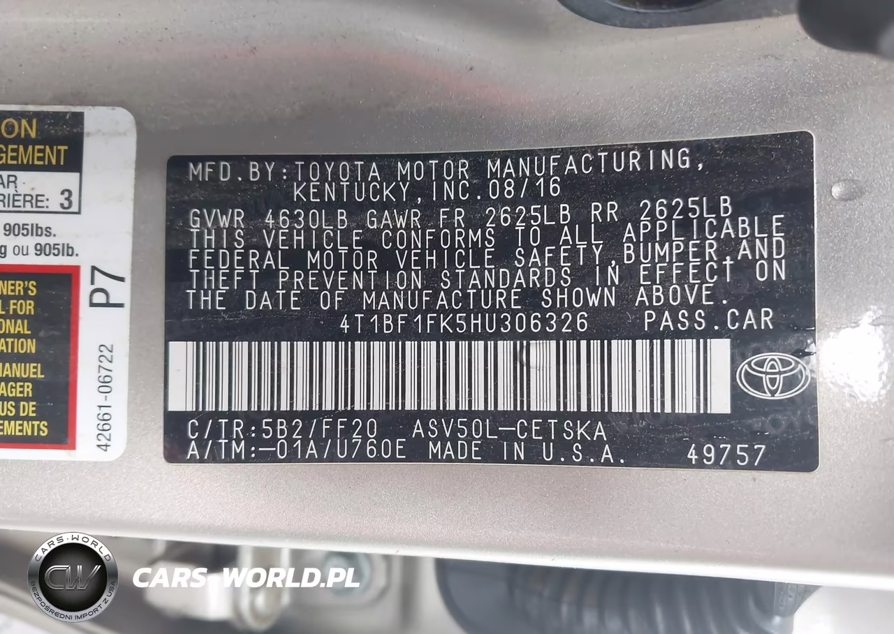 2017 Toyota Camry Se VIN:4T1BF1FK5HU306326 - 9