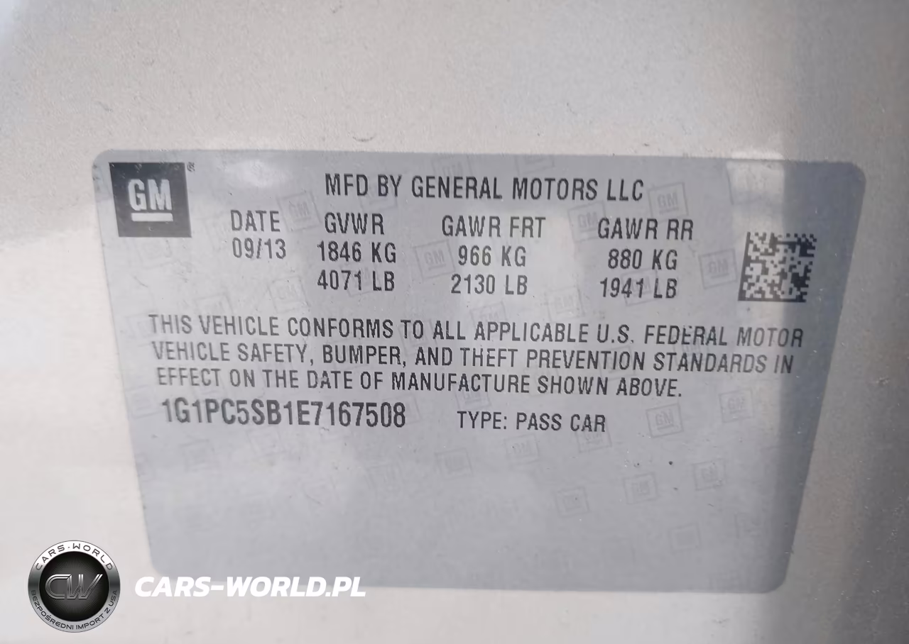 2014 Chevrolet Cruze 1Lt Auto VIN:1G1PC5SB1E7167508 - 9