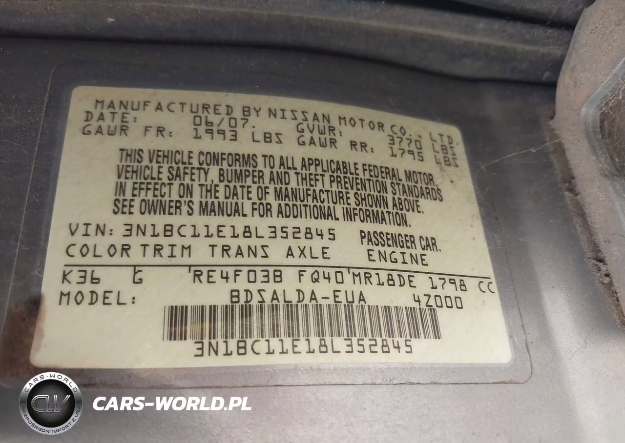 2008 Nissan Versa 1.8 S VIN:3N1BC11E18L352845 - 9