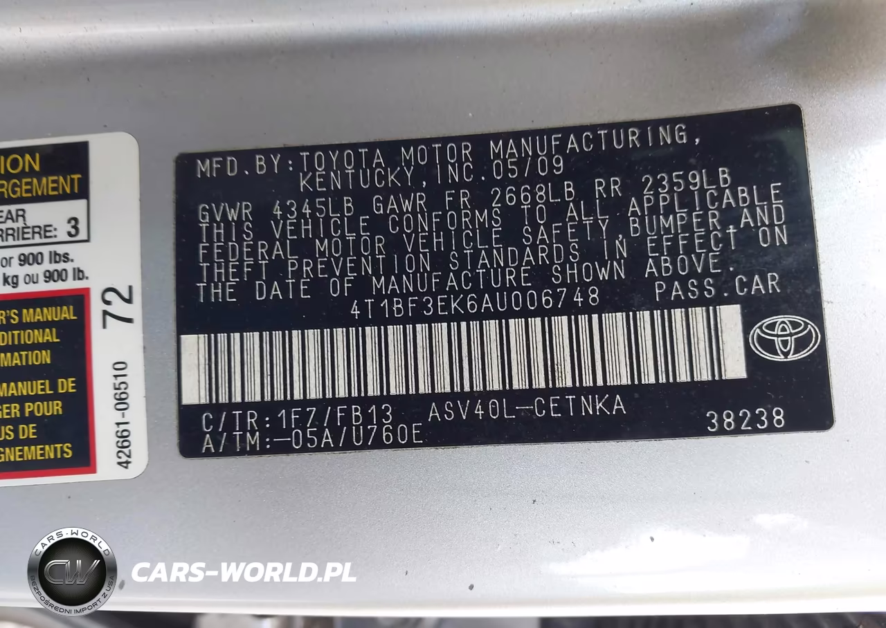 2010 Toyota Camry Le VIN:4T1BF3EK6AU006748 - 9