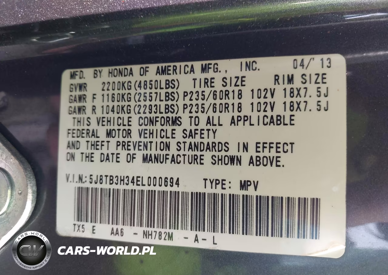 2014 Acura Rdx VIN:5J8TB3H34EL000694 - 9