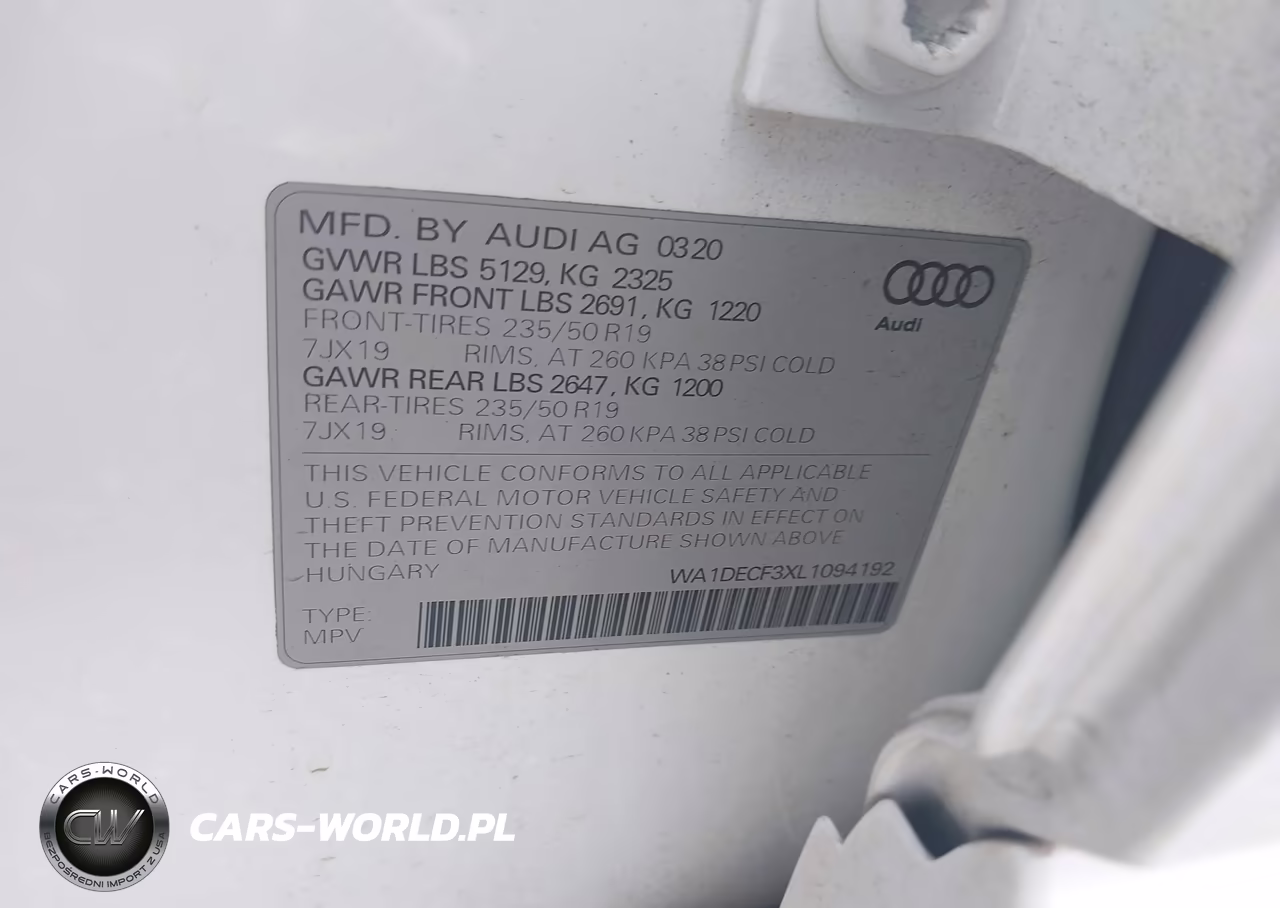 2020 Audi Q3 Premium 45 Tfsi S Line Quattro Tiptronic VIN:WA1DECF3XL1094192 - 9
