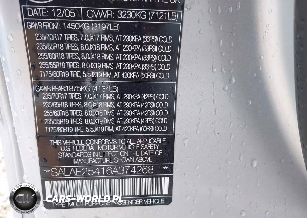 2006 Land Rover Lr3 V8 Se VIN:SALAE25416A374268 - 9
