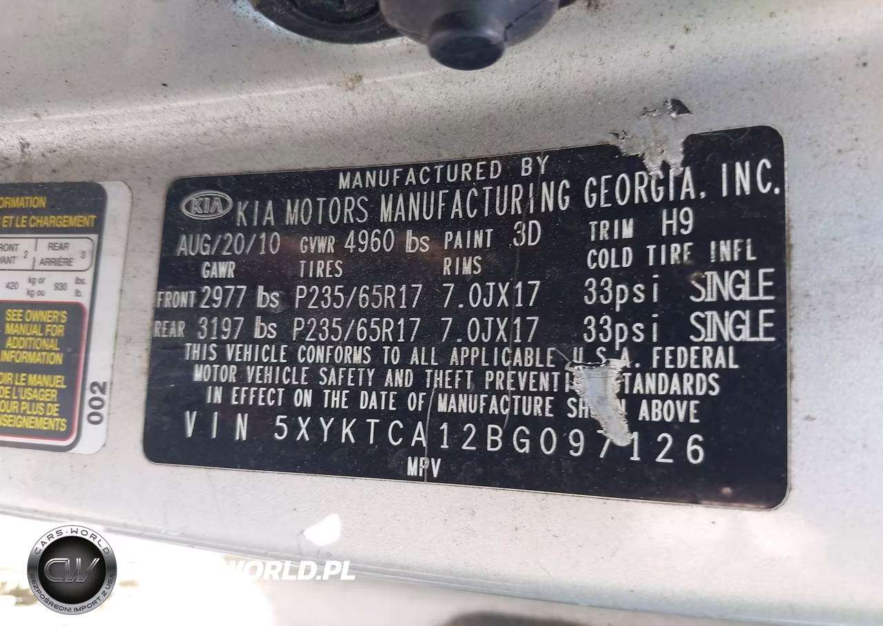 2011 Kia Sorento Lx VIN:5XYKTCA12BG097126 - 9