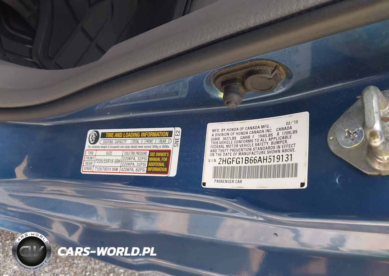 2010 Honda Civic Lx VIN:2HGFG1B66AH519131 - 9