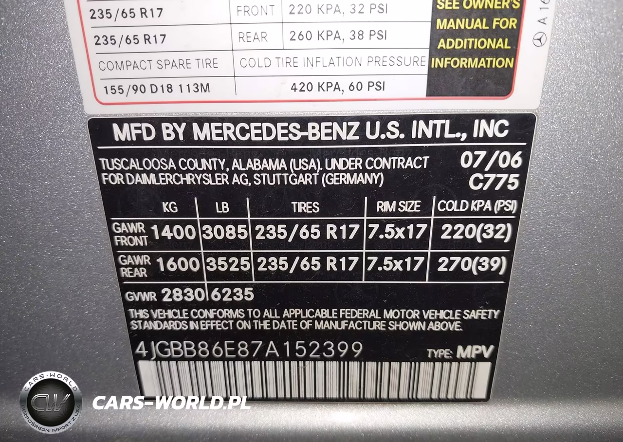 2007 Mercedes-Benz Ml 350 4Matic VIN:4JGBB86E87A152399 - 9