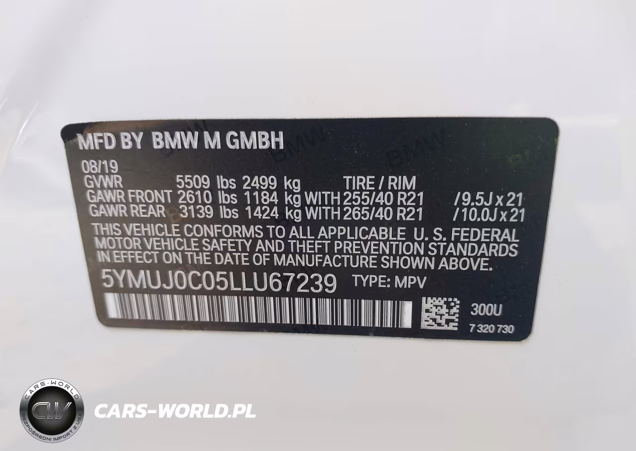 2020 BMW X4 M VIN:5YMUJ0C05LLU67239 - 9