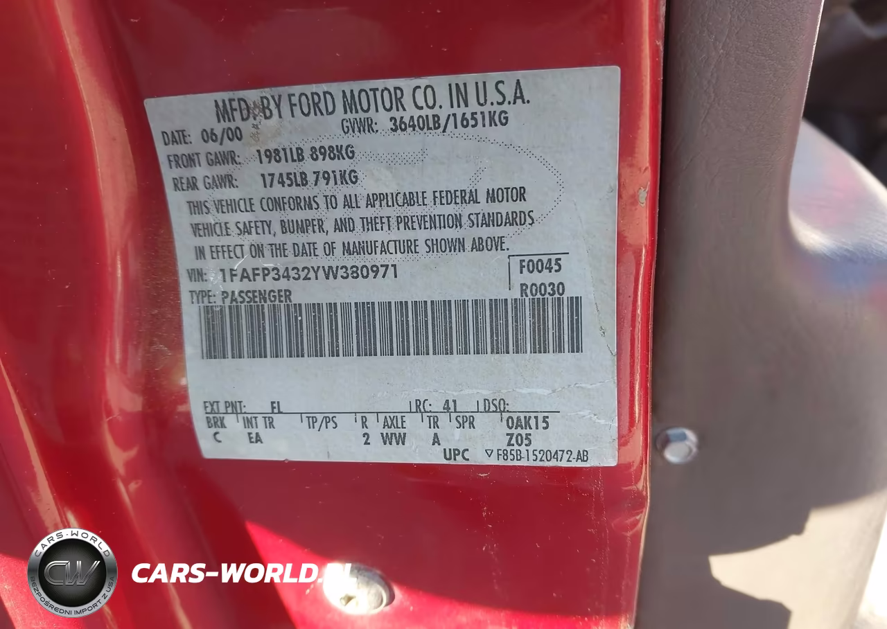 2000 Ford Focus Se VIN:1FAFP3432YW380971 - 9