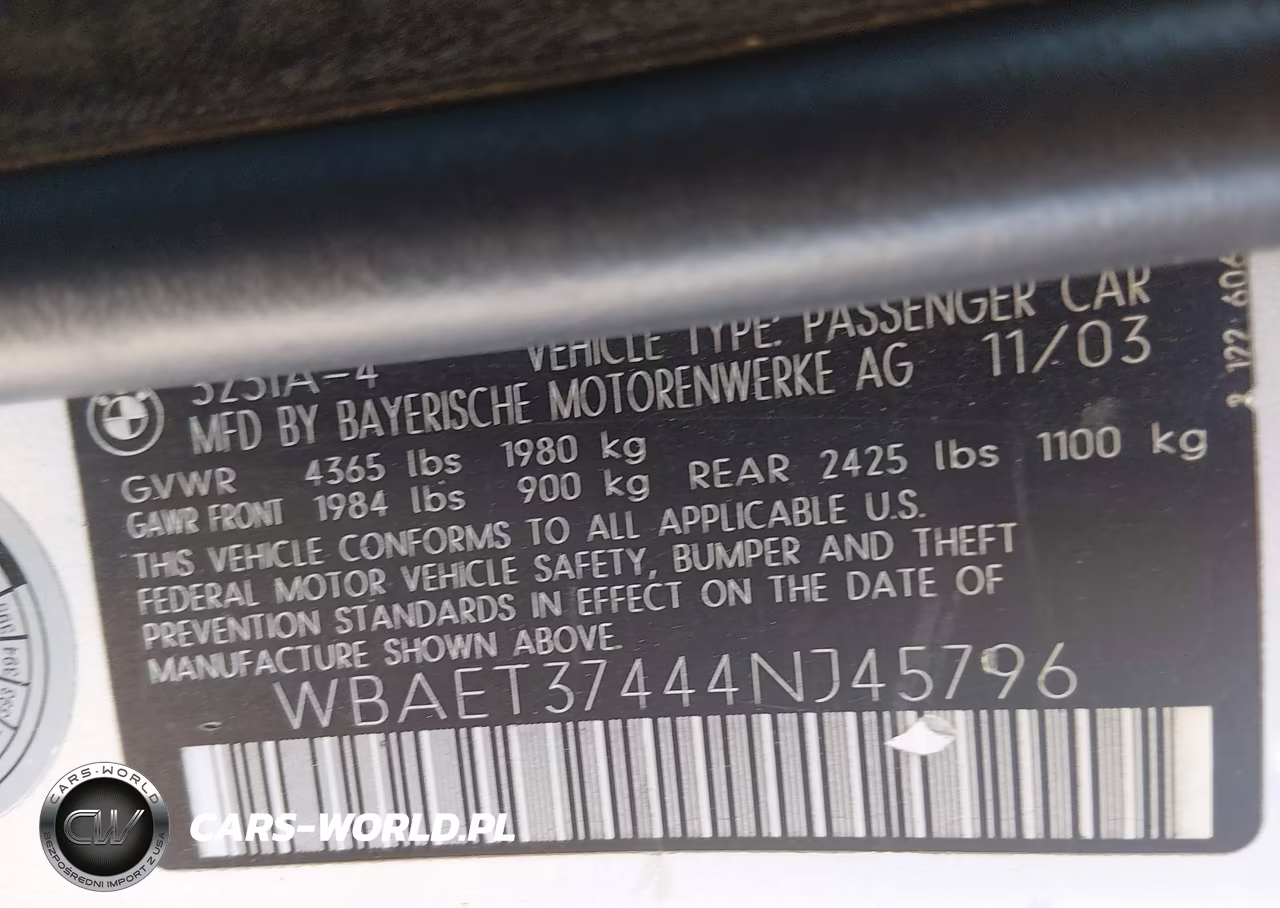 2004 BMW 325I VIN:WBAET37444NJ45796 - 9