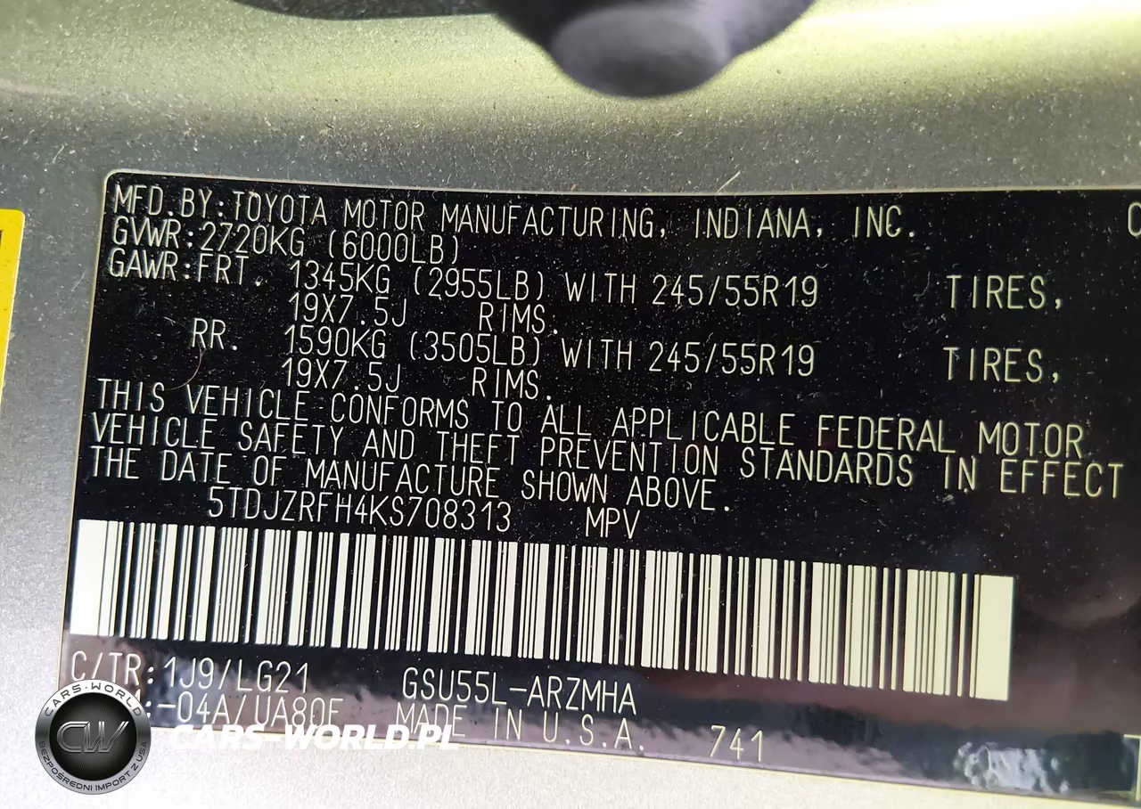 2019 Toyota Highlander Se VIN:5TDJZRFH4KS708313 - 9