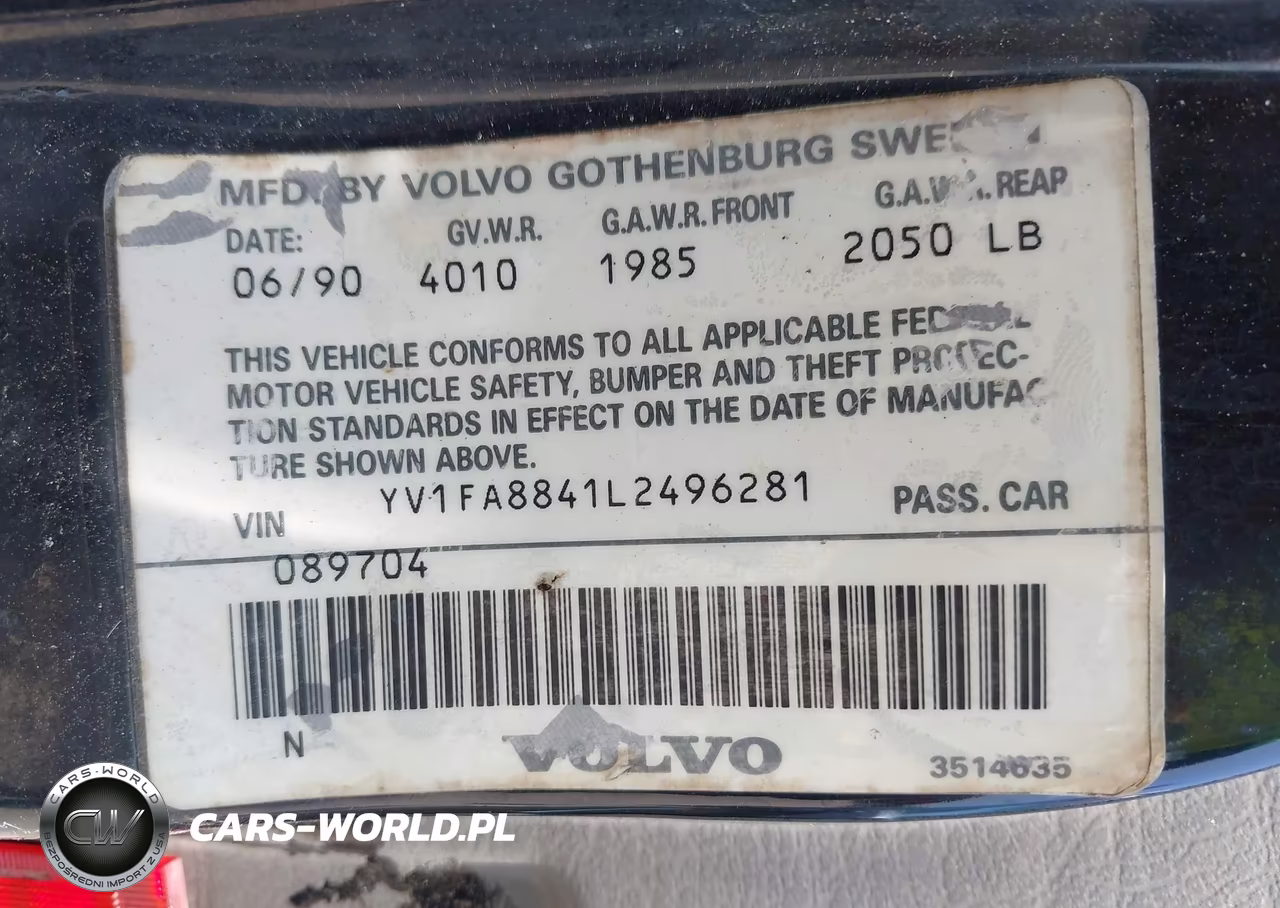1990 Volvo 740 Gl VIN:YV1FA8841L2496281 - 9