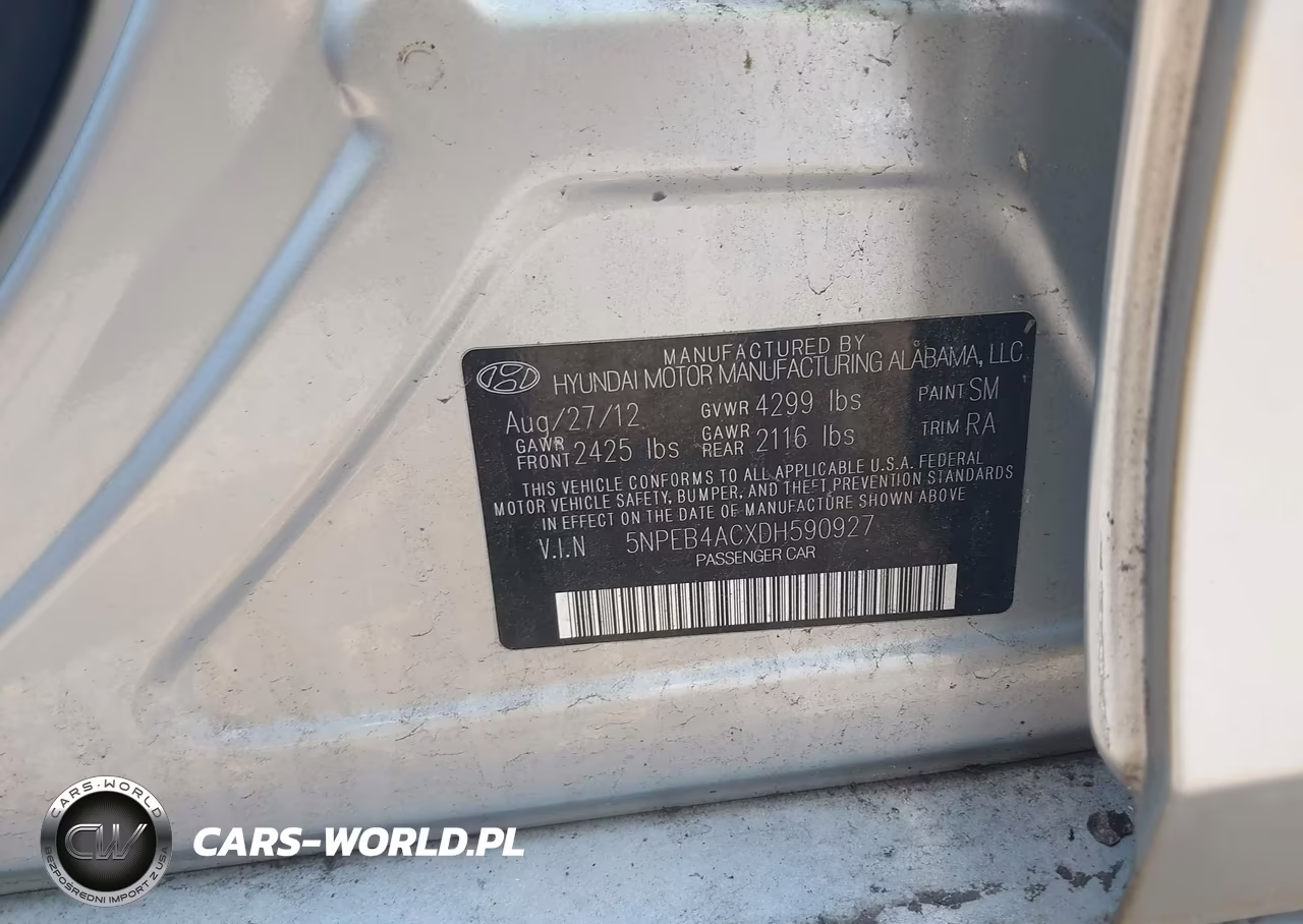 2013 Hyundai Sonata Gls VIN:5NPEB4ACXDH590927 - 9