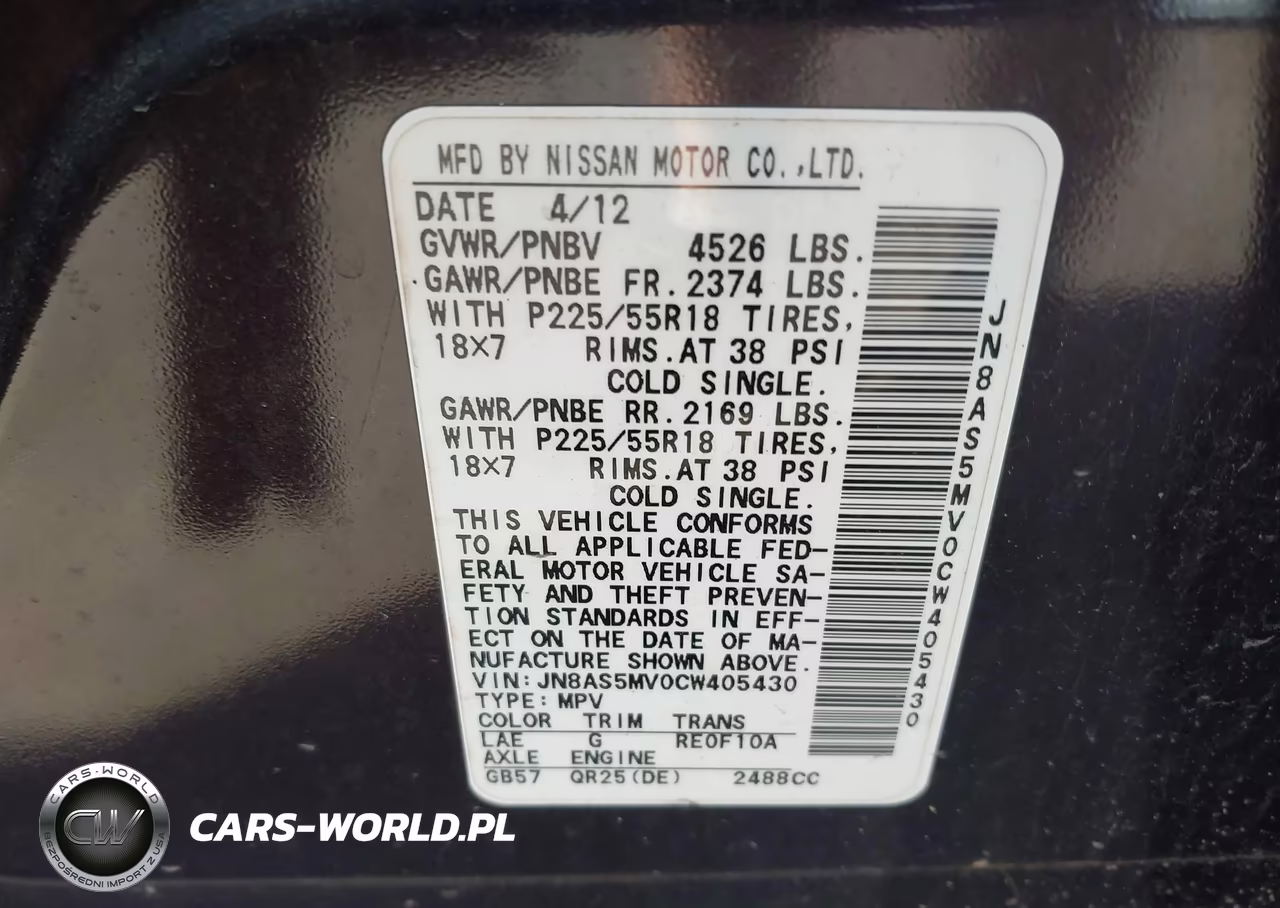 2012 Nissan Rogue Sv W-Sl Pkg VIN:JN8AS5MV0CW405430 - 9