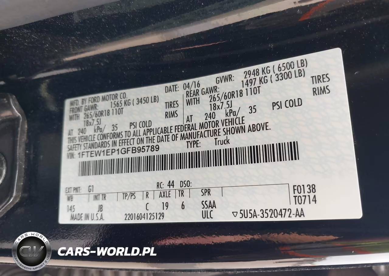 2016 Ford F-150 Lariat-Xl-Xlt VIN:1FTEW1EP1GFB95789 - 9
